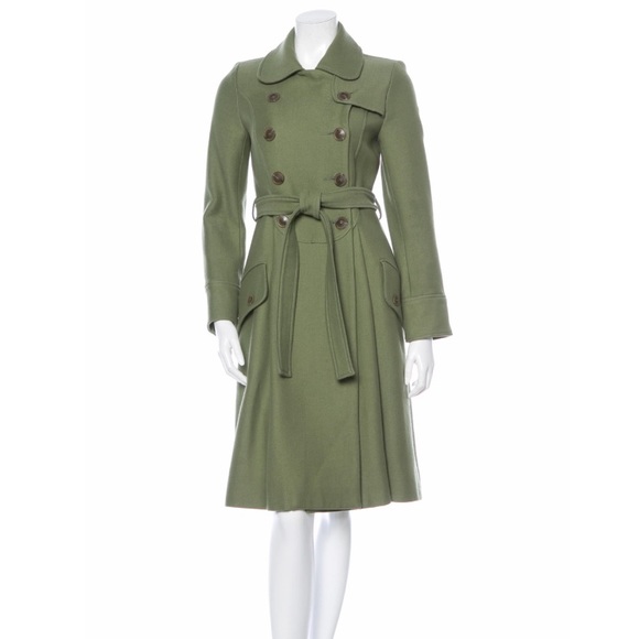 SOLD CACHAREL Green Wool Blend Coat - Picture 5 of 7